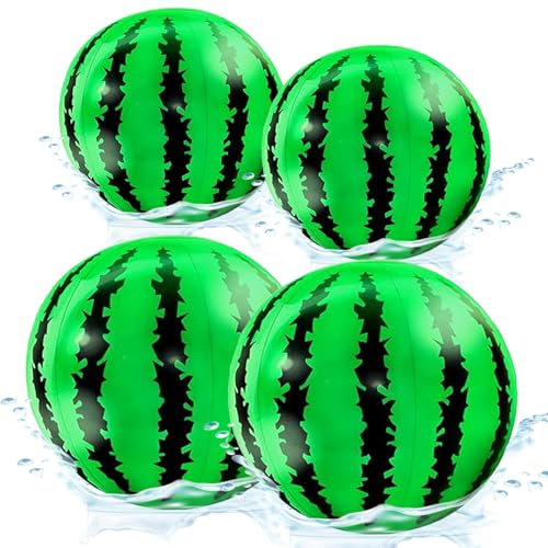 Pelota Playa Hinchable 4 Piezas Pelota Hinchable Piscina Sandia Pelota Saltarina Niños Sandía Bolas Piscina Infantil Bolas de Agua Inflable Juguete para Verano Playa Piscina Fiesta (4 Piezas)