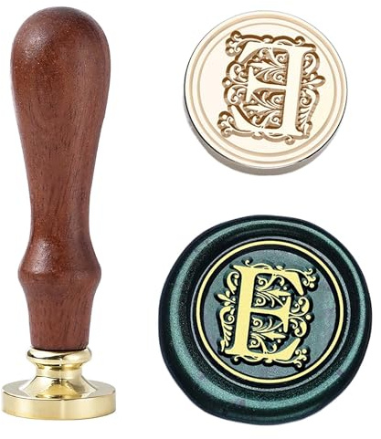 Wachssiegel-Stempel, Buchstabe E, 25 mm, Messing-Siegel für Umschläge, Einladungen und Hochzeiten
