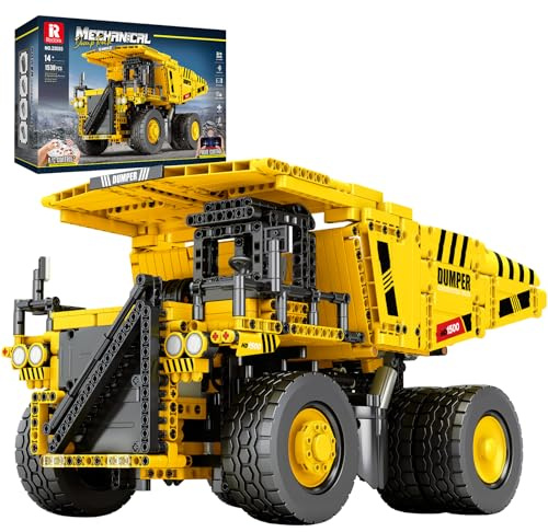 Reobrix Technik Dumper Bausteine, Bergbau Muldenkipper Bausteinset 22025, Autotransporter Konstruktionsfahrze für Erwachsene
