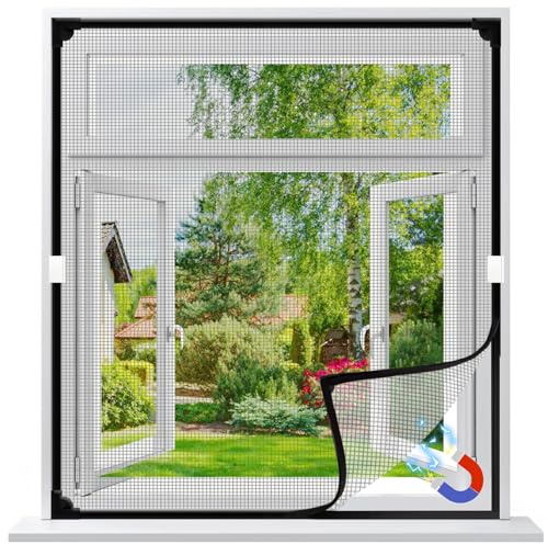 Fliegengitter Fenster Magnet – DIY Insektenschutz Fenster, Zuschneidbar bis 120 x 130 cm, Einfache Montage ohne Bohren, Mückennetz Fenster aus Glasfaser-Mesh