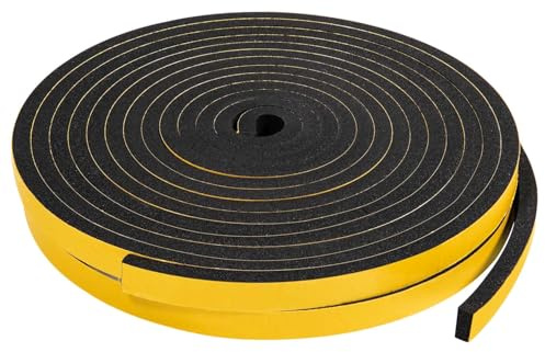 Foam Seal Tape 2 Rolls,Self Adhesive Foam Tape,High Density Adhesive Foa/m Weather Strip Seal,Weatherstriping Soundproofing Impact Resistant Tape,for Window and Door,10mm (W) X 6mm(T),8m Length