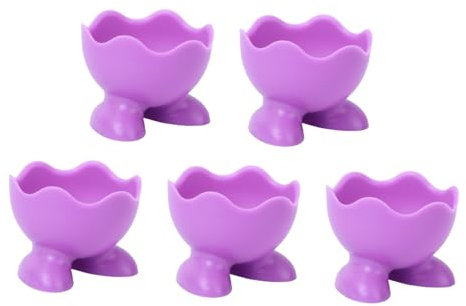 BESTYASH Porta Huevos de Silicona Púrpura 5 Unidades para Cocción y Soporte de Huevos Cocidos Adecuado para Baño y Decoración Color Aleatorio