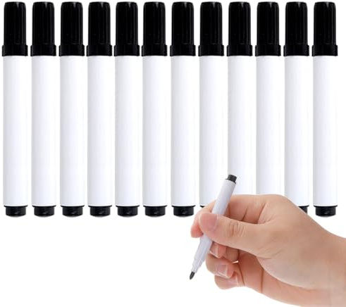 Barlone Whiteboard Marker Schwarz, 12 Whiteboard Stifte Abwischbar, Non Permanent Dry Erase Marker, Folienstift Abwischbar Linienbreite 2mm, Whiteboardmarker für Schule Büro Flipchart