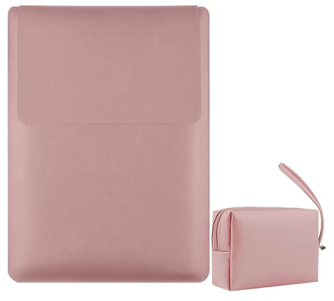 HaruYo 13-14-15-16 Zoll Laptop Sleeve Laptophülle (15-16 Zoll Dunkelrosa) | für MacBook Pro 16 15/Dell,Lenovo,Acer,Huawei MateBook, Standfunktion, Computer Tasche mit Zubehörtasche