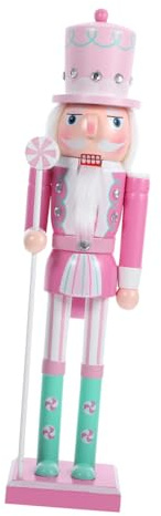 Homoyoyo Cascanueces de Madera Decorativo Estilo Esquí Rosa y Verde para Mesa Figura Pequeña Segura para Navidad y Hogar
