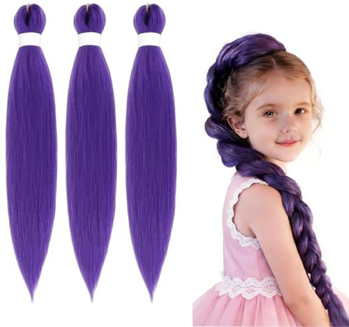 HTTDSLF Extension Cheveux Violet, Longs Violets Extension de Cheveux, Rajout Cheveux Tresses, 30 Meche Violette Cheveuxs pour Bals Masqués Cosplay Scène Jeux de Rôle Hallow Noël (3, Violet)