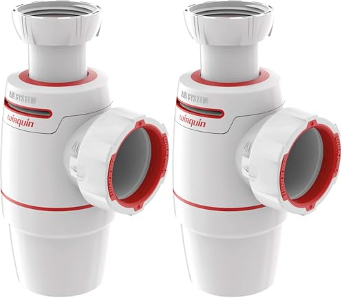 Wirquin 30722160 Siphon de lavabo Néo Air entrée 1/4 & sortie Ø40 zéro fuite, blanc (Lot de 2)