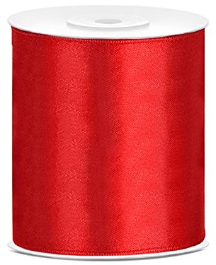 SATINBAND 25m x 100mm 10cm breit Geschenkband Band Satin Hochzeit Tischläufer (rot)