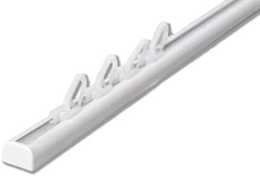 Rollmayer Aluminium Gardinenschiene Mini Weiß mit Faltenlegehaken 200cm | mit Deckenbefestigung glänzend 1-läufig Innenlaufschiene für Schiebevorhänge Gardinen und Vorhänge