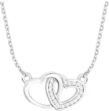 Sofia Milani - Damen Halskette 925 Silber - mit Zirkonia Steinen - Doppel Herz Anhänger