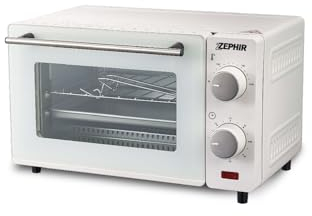 Zephir, Forno elettrico 10 lt, Colore Bianco, Potenza 650W, Maniglia Frontale in Acciaio, Timer 60 Minut, Selettore Temperatura 100°-230°, Griglia e Vassoio Estraibile con manico, Doppio vetro