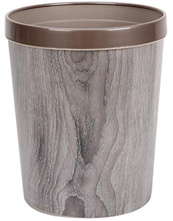 Poubelle Corbeille à grain de bois originale peut accueil créatif salon cuisine salle de bains papier en plastique avec anneau de pression sans couvercle grand (Color : Gray)