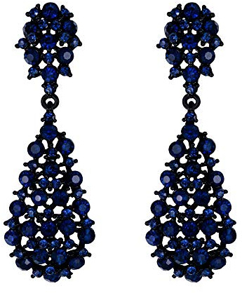 EVER FAITH Damen Ohrringe Voll Kristall Art Deco Vintage Stil Ohrhänger für Hochzeit Party Navy Blau Schwarz-Ton