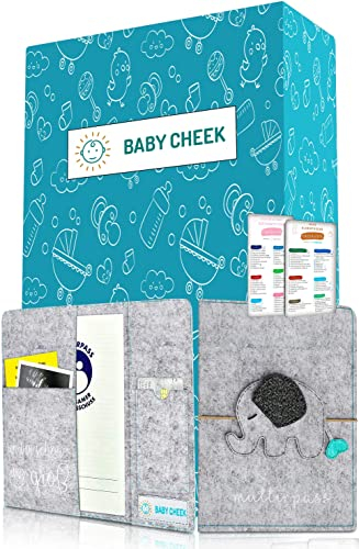 BabyCheek Mutterpasshülle Filz Elefant 3D - Handmade Hülle Mutterpass für Ultraschallbild Impfpass und mehr - Süßes Geschenk für Schwangere und werdende Mütter