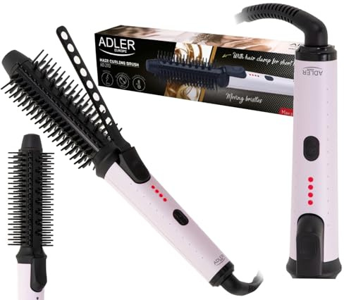 ADLER EUROPE AD 2113 Lockenwickler, Keramikbeschichtung, 4-stufige Temperaturregelung, Kamm, Bürste, Clip, 360° drehbares Kabel, Weiß