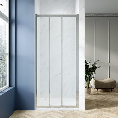 AQUABATOS Duschtür Nische Schiebetür 3 Teilig 90 x 195 cm Nischentür Dusche Duschschiebetür Dreiteilig Nischendusche Duschwand Glas mit tür 6 mm Echtglas Sicherheitsglas klar NANO Beschichtung