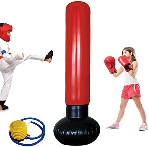 LIOYUHGTFY Boxsack Erwachsene Boxsack Set Stehende Boxsäcke Boxsack Kinder Aufblasbare Boxsäcke Tumbler Kinder, die Karate üben 809(Color:Rot ohne Muster Set)
