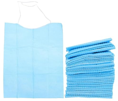 EXCEART Einweg-Lätzchen für Erwachsene, zum Binden auf der Rückseite, Poly-Lätzchen für ältere Frauen, Männer, Blau, 60 Stück