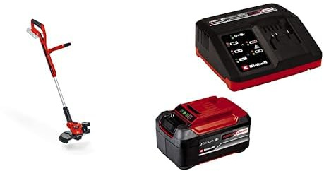 Einhell Coupe-bordures sans fil GE-CT 18/30 Li-Solo PXC (Li-Ion, 18 V, largeur de coupe 30 cm, bloc moteur pivotant à 90° et inclinable, vendu avec bobine de fil) avec chargeur et batterie 5,2Ah