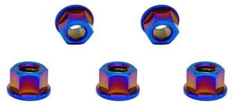 RISON-Titanium 5 Pezzi Dado Flangiato Esagonale in Titanio M8x1.25mm, Dadi Esagonali di Bloccaggio DIN 1661, Dadi a Flangia Autobloccante di Pignone Controdado per Moto