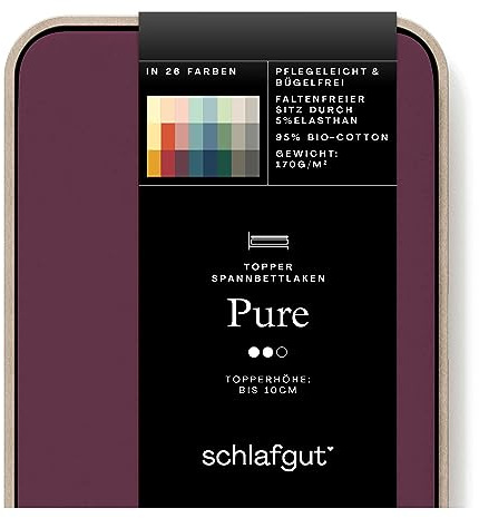 schlafgut Pure Topper Spannbettlaken 140x200 cm Bio-Baumwolle, Purple Deep