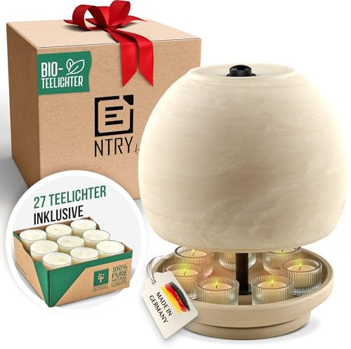 NTRY Home® CandleStove Teelichtofen - Stil Moon XL Ø26 cm - Doppelwandig - 3Top Heater - Teelichtheizung - Teelichtwärmer - Tischofen - Tischheizung - Tischwärmer