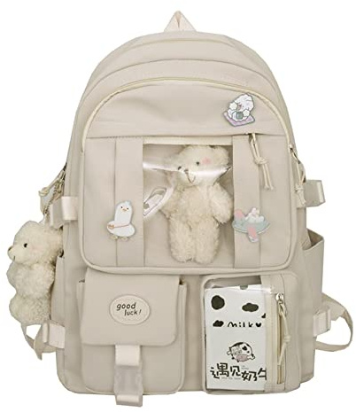 7VSTOHS Zaino scolastico Kawaii per ragazze Zaino scolastico carino con zaino estetico con spilla e accessori