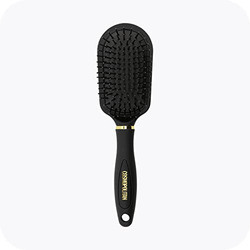 Cosmopolitan Hair Brush, Hairbrush for Women for Wet and Dry Hair, Lightweight for Travel & Home, Paddle Brush for Thick Hair, Curly & Straight, with Soft Silicone Bristles & Handle, Black & Gold