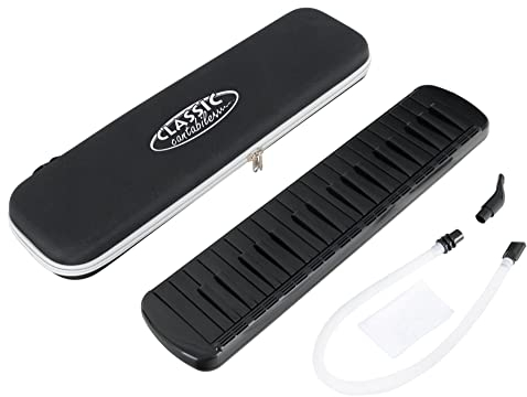 Classic Cantabile PML-37 BK Melodica - Blasharmonika mit 37 schwarzen Tasten - Tonumfang: f - f³ - Mit Etui, Mundstück und Anblasschlauch - Schwarz