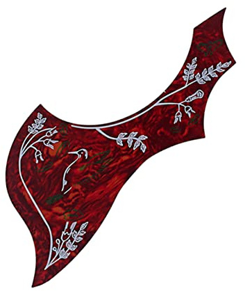 SUPVOX Bird Wing Guard Flower and Bird Pattern Self-adhesive Pick Guard for Acoustic Guitar Design Dark Random Style