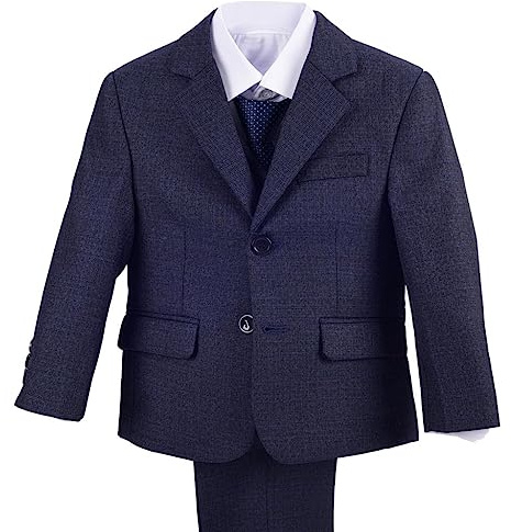 Lito Angels Trajes y Blazers Esmoquin Azul Marino Ceremonia Boda Conjunto Elegantes con Chaqueta y Chaleco para Niños Pequeños Talla 2 años (Número de Etiqueta 44)