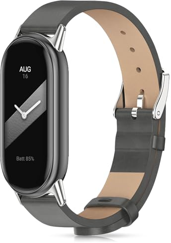 Xisair Läderarmband kompatibelt med Xiaomi Mi Band 8/9/10 klocktillbehör, ersättningsarmband, klockarmband, läderarmband för Xiaomi Smart Band 10/9/8-armband