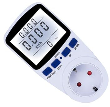 Angoily Digitaler Stromzähler Steckdose Mit Lcd-display Und Hintergrundbeleuchtung Energiemessgerät Für Leistung Spannung Und Strom Energieanalysator Mit Eu-stecker Geeignet Nutzung