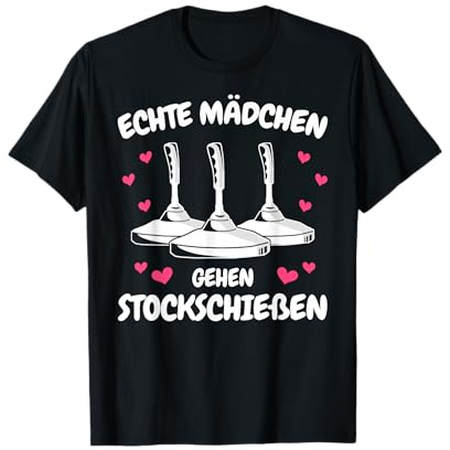 Stockschießen Mädchen gehen Stockschießen Eisstock T-Shirt
