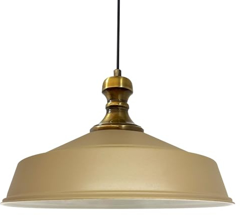 bamyum Asletl-Knob Hängelampe Industrial Vintage Ø41 cm, Küchenlampe Hängend, Pendelleuchte Esstisch, Wohnzimmerlampe Beige Metall