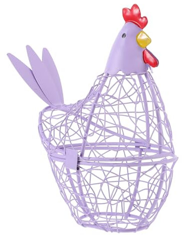 VILLFUL Hen Decorative Wire Egg Basket Multi-function Kitchen Storage Basket for Home Egg Organizer