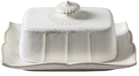 Cabilock Couvercle de Récipient à Beurre Assiette à Beurre en Céramique Blanche Assiette à Fromage Beurrier pour Usage Domestique