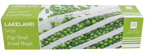 24 Lakeland Zip-Seal Freezer & Food Storage Bags 26 x 29cm Heavy gauge and Reusable With Write on Strips