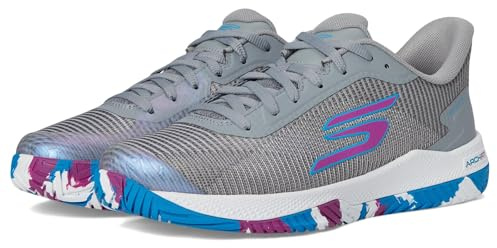 Skechers Women's Viper Court Pro 2.0 Sneaker, Gray Synthetic Textile Multi Trim, 40 EU