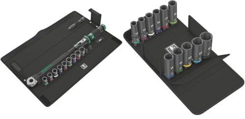 Wera 05075681001 Click-Torque C 3 Set 2 Drehmomentschlüsselsatz, 11-teilig & 05004841001 8790 C Impaktor Deep Set 1, Steckschlüsseleinsatz Satz, 11-teilig Schwarz