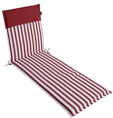 LILENO HOME Cuscino per lettino prendisole, set da 1 pezzo, a righe rosse | Cuscino per lettino da giardino, tinta unita, perfetto per sdraio da spiaggia, cuscino per lettino da giardino (190 x 60 x 5