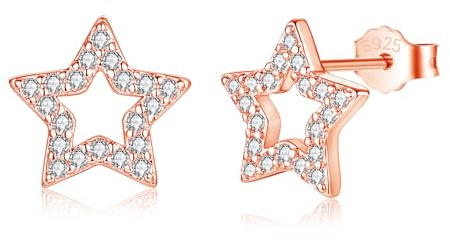 Loutade Damen Silber Ohrstecker, 925 Sterling Silber Stern Ohrstecker mit Cubic Zirkonia, Hypoallergen Stern Ohrstecker Silber 925 Klein, Süße Knorpel Schlafen Flach Ohrstecker Silber Ohrringe