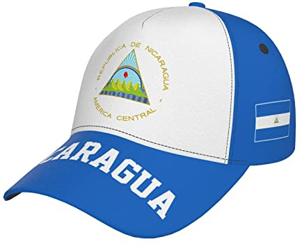 Mushroom068 Gorra de béisbol con la bandera de Nicaragua con estampado completo para hombres y adultos, color negro, Negro, Talla única