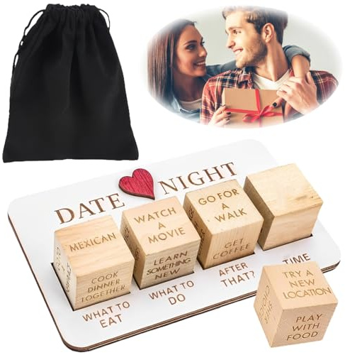 Dadi Date Night, Dadi per Appuntamenti Notturni di San Valentino, Dice Data con Vassoio, Giochi di Dice Romantici per Adulti, Dice Legno, Giochi Hot per Coppie Adulti, Divertente Regalo di San