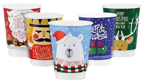 VEPATIM 125 Pappbecher Heißgetränkebecher doppelwandig WEIHNACHTSMIX 300ml 330ml