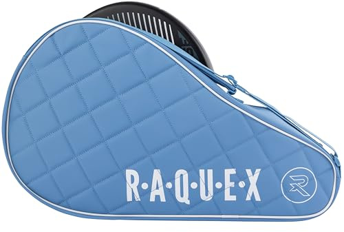 Raquex Funda para Raqueta de pádel Elite, Azul o Negra, para 1 Raqueta, Bolsa de pádel Acolchada de Piel sintética para Hombre y Mujer, Protector Acolchado para Raqueta de pádel, Regalo de pádel
