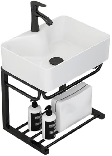 SXSYTR Badezimmer-Eckwaschbecken Mit Unterschrank, Aufsatzwaschbecken Bad, Eckwaschbecken Keramik, Badezimmermöbel, für Badezimmer, Waschküchen, Moderne Badmöbel(40cm)