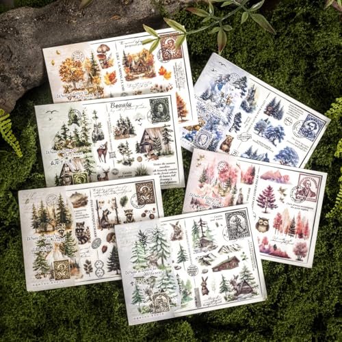 Ta Merry Wald und Tiere - 12 Blatt - Papier - Natur - geeignet für Scrapbooking, Alben, Zeitungen - Oberflächen: Papier, Stoff, Pergament, Sonstiges - Farbe: Wald