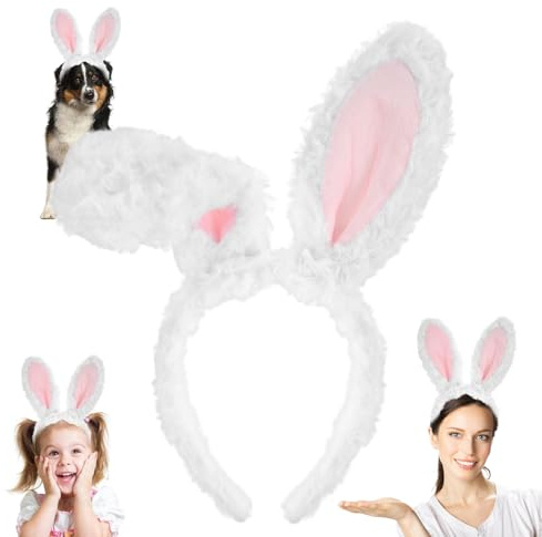 YUXIANLB 1 x niedliches, flauschiges Hasenohren-Haarband, Plüsch-Hasenohr-Kopfschmuck für Damen, Tierohren, Kopfbedeckung, Biegbarer Hasen-Kopfschmuck für Ostern, Geschenk, Party, Abschlussball,
