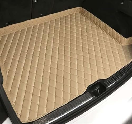 LECREA Auto Kofferraummatten für Ford Fiesta 2009-2016 Hatchback, Leder Kofferraummatten rutschfest, Wasserdicht Kofferraumwanne Schutzmatte, Kofferraum Cargo Schutzmatte,D Beige